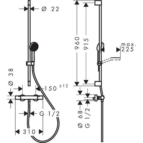 Hansgrohe 28086000 Activera Select S système de douche mural