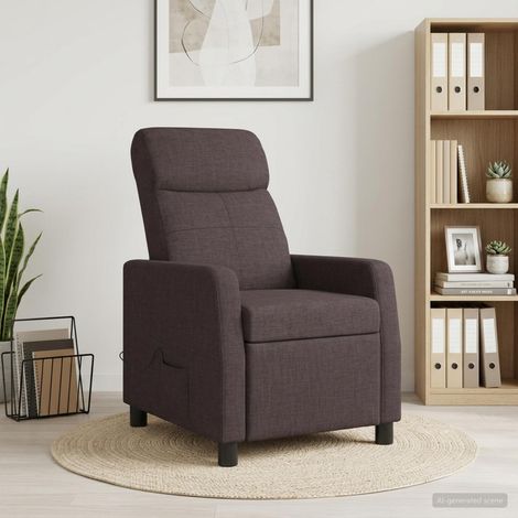 vidaXL Silla de masajes reclinable Marrón Oscuro Tela (1/5)