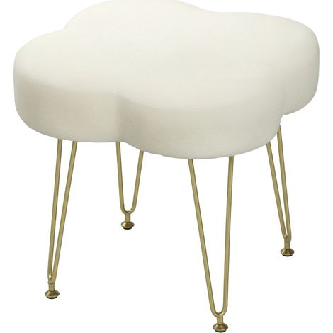 Poggiapiedi imbottito a quadrifoglio in poliestere con gambe in acciaio crema MODENUIT (1/4)