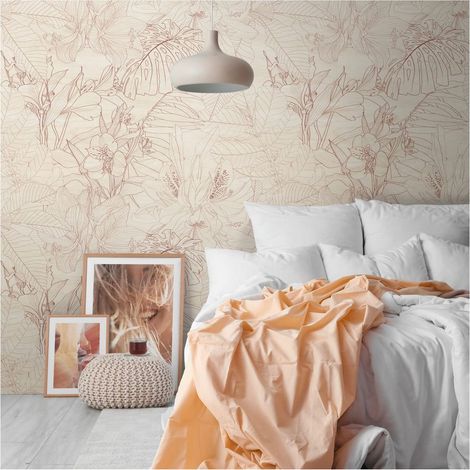 Photo wallpaper Profhome 398861 hot embossed non-woven wallpaper smooth with floral pattern matt beige cream brown 1.59 m x 2.8 m (1/4)