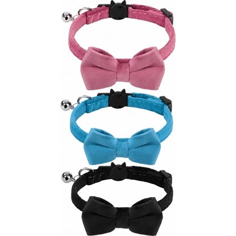 Collier anti-étranglement réglable pour chatons, chats et chiots, avec clochette et nœud papillon (1/5)