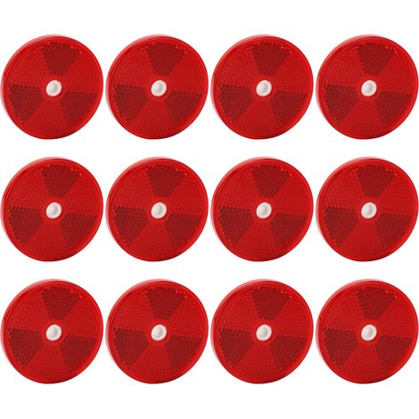 Lot de 12 autocollants ronds rouges réfléchissants, étanches, signalisation d'avertissement pour voiture, camion, remorque, camping-car et bateau (1/5)