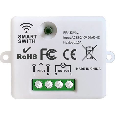 Interrupteur d'éclairage sans fil, contrôleur de récepteur relais 10A, installation facile, pour éclairage jusqu'à 1500W (1/5)