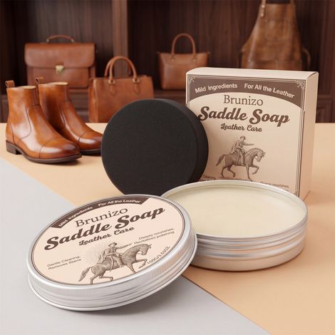Savon d'entretien du cuir, savon nettoyant et d'entretien général pour selles, articles en cuir, sacs et chaussures - 100 g + éponge -- AKRACING (1/5)
