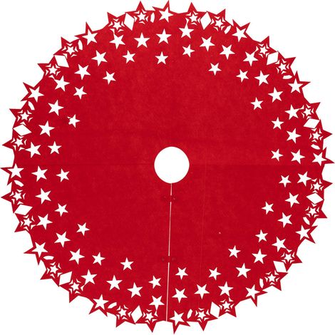 Déco de noël Tapis pour pied de Sapin en feutrine Rouge et Blanc D 100 cm - Feeric Christmas
