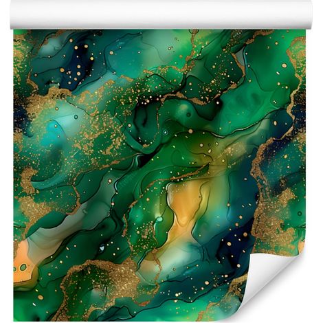 Papier peint vert d'eau et vert bouteille pour salon et chambre 50x1000 cm (1/5)