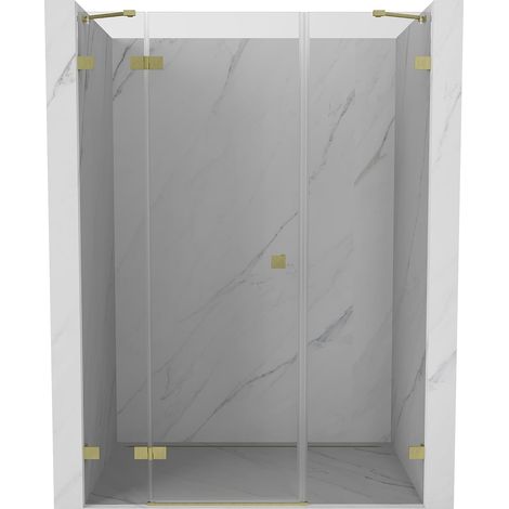 Mexen Lunar porta doccia a battente sinistra 130 cm, trasparente, oro spazzolato - 834S-130-050-55-00-L (1/5)