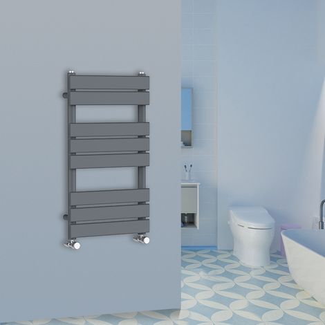 WarmeHaus Flat Panel Bathroom Heated Towel Rail Radiator Ladder Anthracite 800x450mm (1/5)