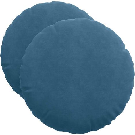Maison Exclusive - Sitzkissen 2 pcs Blau Ø50 x 19 cm Samt