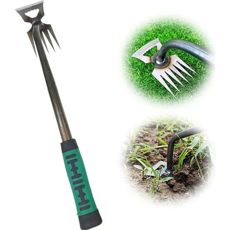 Outils de désherbage manuel de jardinage, râteau de désherbage manuel multifonctionnel (5 dents) (1/5)