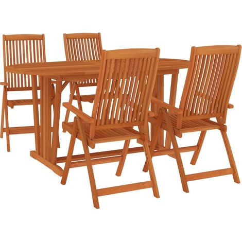 Garden Dining Set Reddish-brown Solid eucalyptus wood Medium vidaXL (1/4)