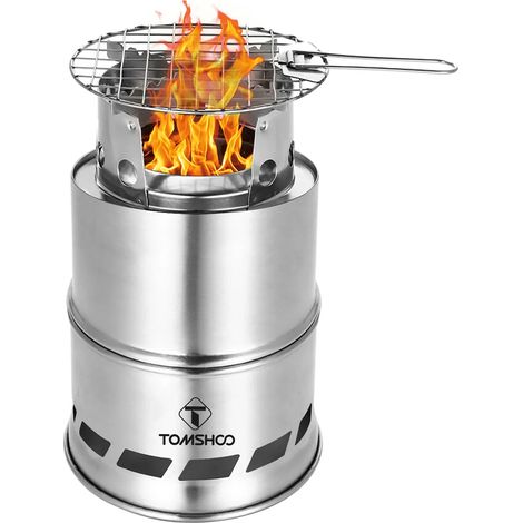 Réchaud à bois portable pliable et coupe-vent, réchaud à bois compact en acier inoxydable, réchaud à alcool idéal pour le camping, les pique-niques et les barbecues. Réchauds de cuisine portables. (1/5)