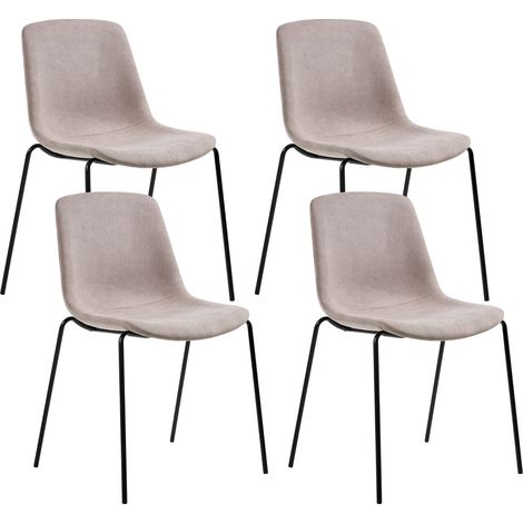 Set di 4 sedie con gambe in ferro senza braccioli beige Tiller