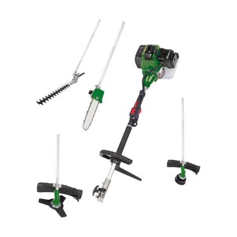 Ribimex – Outil de jardin multifonction motorisé thermique 43 cc – Taille-haies, élagueuse, débroussailleuse, coupe-bordures – Moteur à refroidissement par air (1/2)