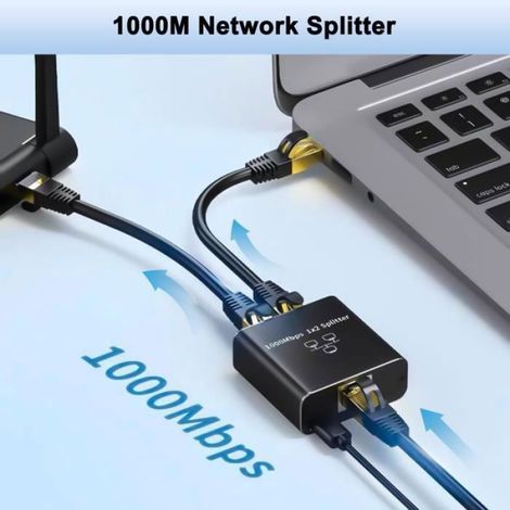 Switch Ethernet - 2 Ports - 1000 Mbps - Pour Ordinateur Routeur Décodeur Téléviseur - 1x Unité (1/4)
