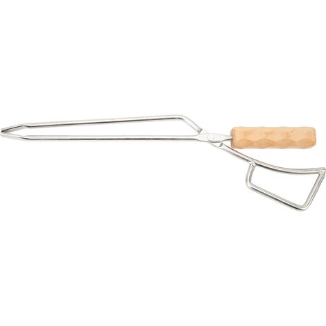 Pinces à Feu en Acier Inoxydable Robuste avec Manche en Hêtre Long et Large pour BBQ et Cheminée (1/5)
