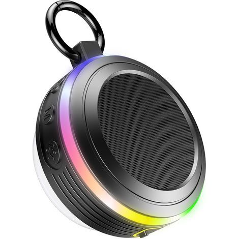 Mini enceinte de douche à ventouse pour écouter de la musique dans le bain, avec radio FM et commandes faciles (noire)