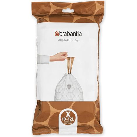 Sacs Poubelle PerfectFit (Code X/10-12 Litres) Ultra Résistant, Poignées Coulissantes (40 Sacs) 138041 Blanc (1/5)