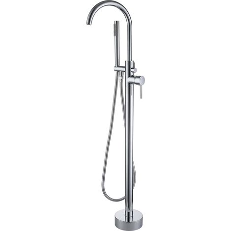 Badewannenarmatur, Badewannenarmatur mit Handbrause, Chrom-Finish, 360° schwenkbarer Auslauf, 2 Griffoptionen, freistehende Insel-Badewannenmischbatterie für Badezimmer (Chrom-A) (1/5)