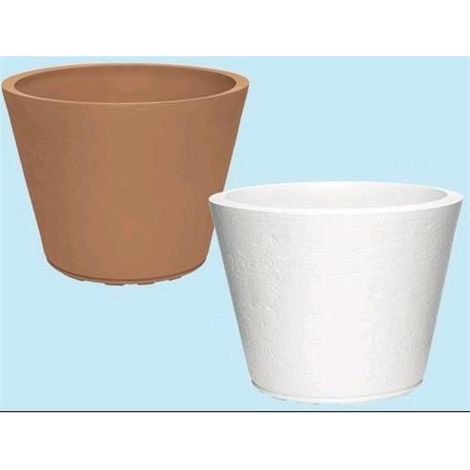 Vaso Tondo In Resina Leggera Tirso Terracotta 40 Cm X H 30 Cm