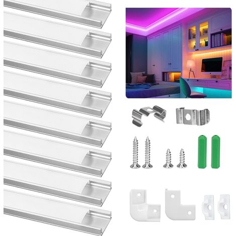 Profilé LED Aluminium 8 x 1M/3.3ft U-Shape 8 Pièces (1/5)