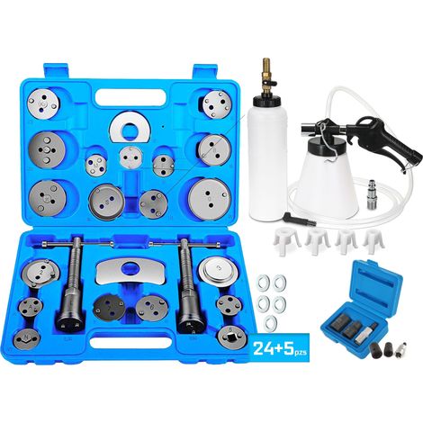 Kit Herramientas Para Frenos: Reposicionador Pistones De Frenos + Sangrador De Frenos + Puntas Y Vasos Pentagonales
