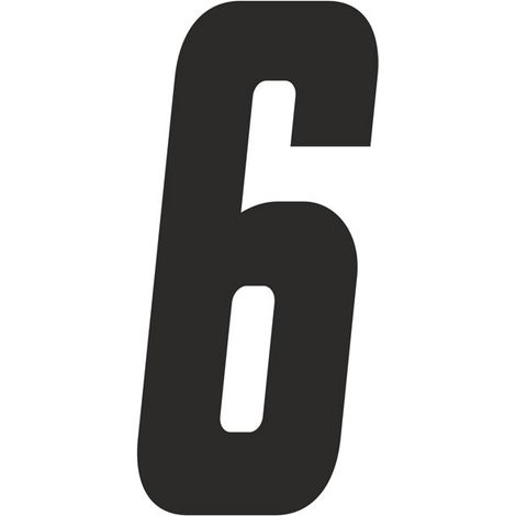 Numeri Adesivi Moto Cross, Set da 3 pezzi, 15 cm - Numeri: 6 - Colore: NERO