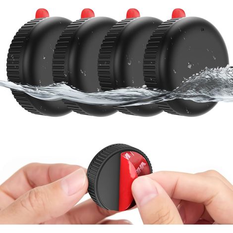 4Pack Supports étanches IPX8 avec Autocollant adhésif 3M VHB, Support Autocollant PC Plus Durable pour vélos, Skis, boîtes à Outils, tondeuses à Gazon, remorques, Kayaks - Noir (1/5)
