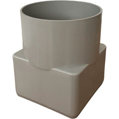 Raccordo di collegamento tondo-quadro (bicchiere sul tondo) : Colore - Grigio, Diametro - Ø80-80X80