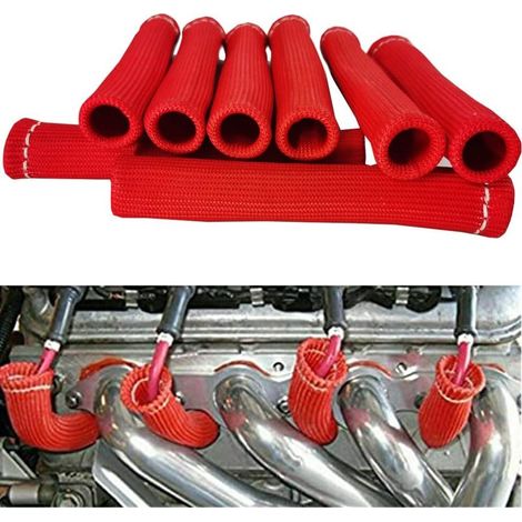 8 protections thermiques pour fil d'allumage, manchon isolant pour fil d'allumage, 1500 haute performance (rouge) (1/5)