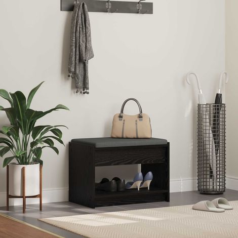 Flurbank mit Kissen mit Regal Schwarze Eiche 63 x 38 x 45 cm