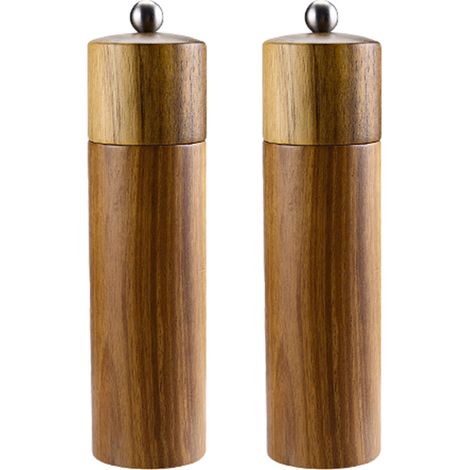Moulin à sel et à poivre en bois d'acacia durable, élégant moulin à sel de mer et à poivre noir. (1/5)