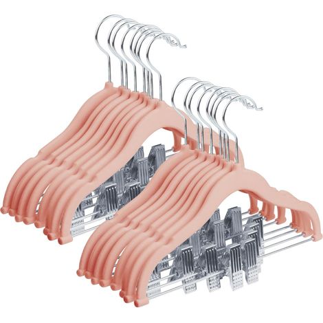 Lot de 16 Cintres, Velours Antidérapant, Pinces Mobiles, Gain de Place, Garde-robe Enfant (1/5)