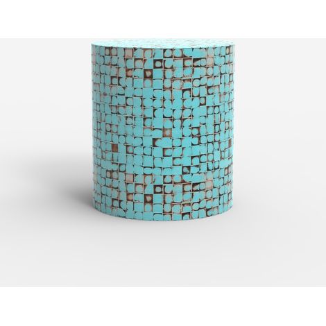 Tavolino a cilindro in legno intarsiato da salotto contemporaneo Hadi - Azzurro