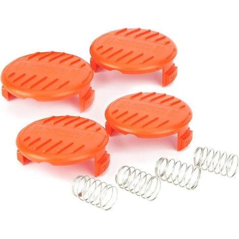 Replacement spool cap covers for Black + Decker grass trimmers, pack of 4 (4 spool caps + 4 springs) (1/5)
