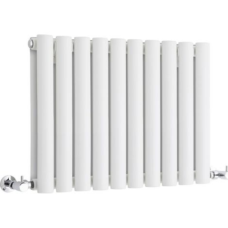 Milano Aruba White Horizontal Double Oval Panel Radiator - 400mm x 595mm