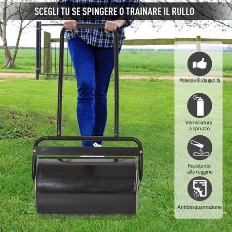 Réservoir d'arrosage métallique noir Ø32x50cm, imperméable, capacité max 38L pour eau ou sable, rouleau de jardin résistant. (1/5)