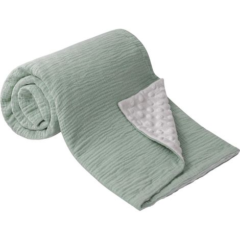 Couverture en Mousseline Douce pour bébé et Nouveau-né, Couverture d'éveil pour Enfants, Filles, garçons, 75 x 100 cm(Vert) (1/5)