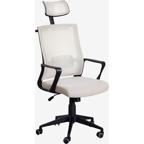 Silla de oficina con ruedas y reposacabezas en polipropileno Teill Black SKLUM              (1/5)