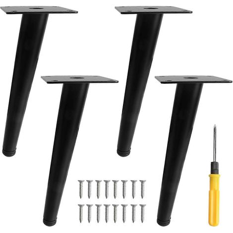 Verstellbare Schrankbeine, 4 Stück, 30 cm (12 Zoll), schräge Metall-Möbelbeine, konische Schrankbeine, Edelstahl-Tischbeine, rutschfest, geräuscharm, für DIY-Möbel, Sofa-8-Zoll-Schwarz