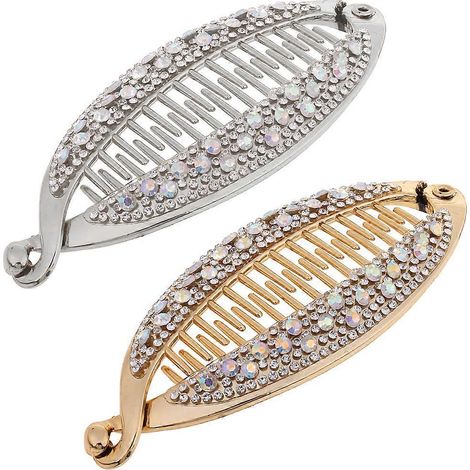 2-teiliges Set Vintage Große Bananen Haarspange Damen Lockenkämme Werkzeug (1/4)