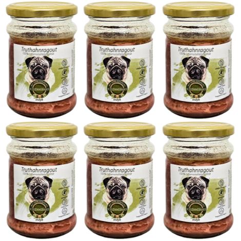 6 ragú de pavo de 200 g  comida cocinada para perros  intolerancias alimentarias  receta monoproteica  Schlemmermaul