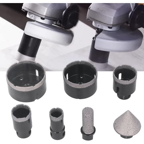 Kit de 7 scies cloches diamantées M14, scies cloches brasées 25-75 mm, adaptées aux carreaux de céramique et de marbre, kit de forets creux brasés sous vide (1/5)