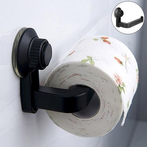 Soporte para rollo de papel higiénico con ventosa，color negro，Soporte para rollo de papel higiénico negro con ventosa (1/5)