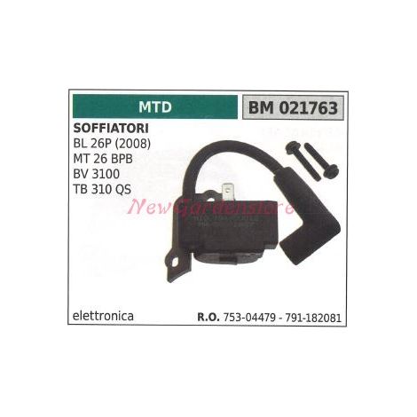 Bobina accensione MTD per motori soffiatori BL 26P (2008)  MT 26 BPB  BV 3100 TB 310 QS 021763