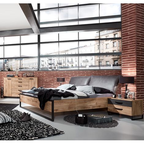 Schlafzimmer Set 4-tlg. DAVENPORT-43 mit Bett 180x200 in Eiche (1/5)