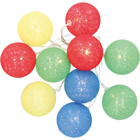 Guirnalda LED de bolas multicolores de algodón 2,85M Luz cálida (1/3)