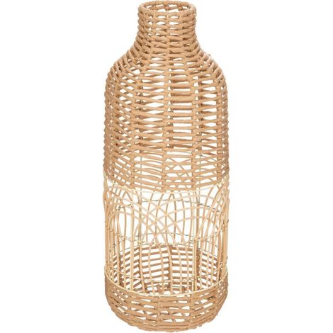 Grand Vase Lour en Rotin Tressé - D 22 x H 55 cm, Design Ajouré - pour Fleurs Séchées, Décoration Bohème, Salon, Entrée (1/3)