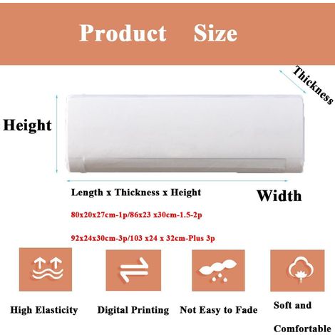 Air Conditioner Cover, Air Conditioner Cover, Simple Printed Elastic Universal Air Conditioner Cover, Hanging Dust Cover for Indoor Bedroom, Living Room (Beige 2.86  23  30cm) (1/5)