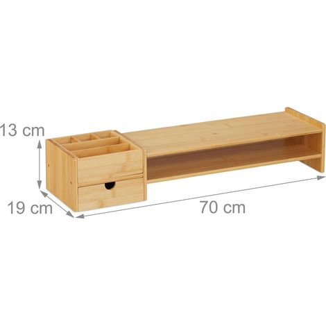 Supporto per monitor ergonomico da scrivania con spazio di archiviazione 75 x 25 x 10 cm in bambù naturale 130012099